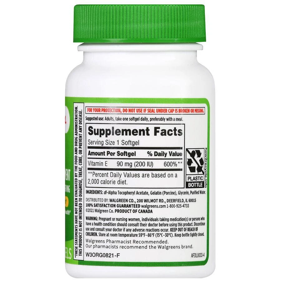 商品Walgreens|Vitamin E 90 mg Softgels (100 days),价格¥84,第3张图片详细描述