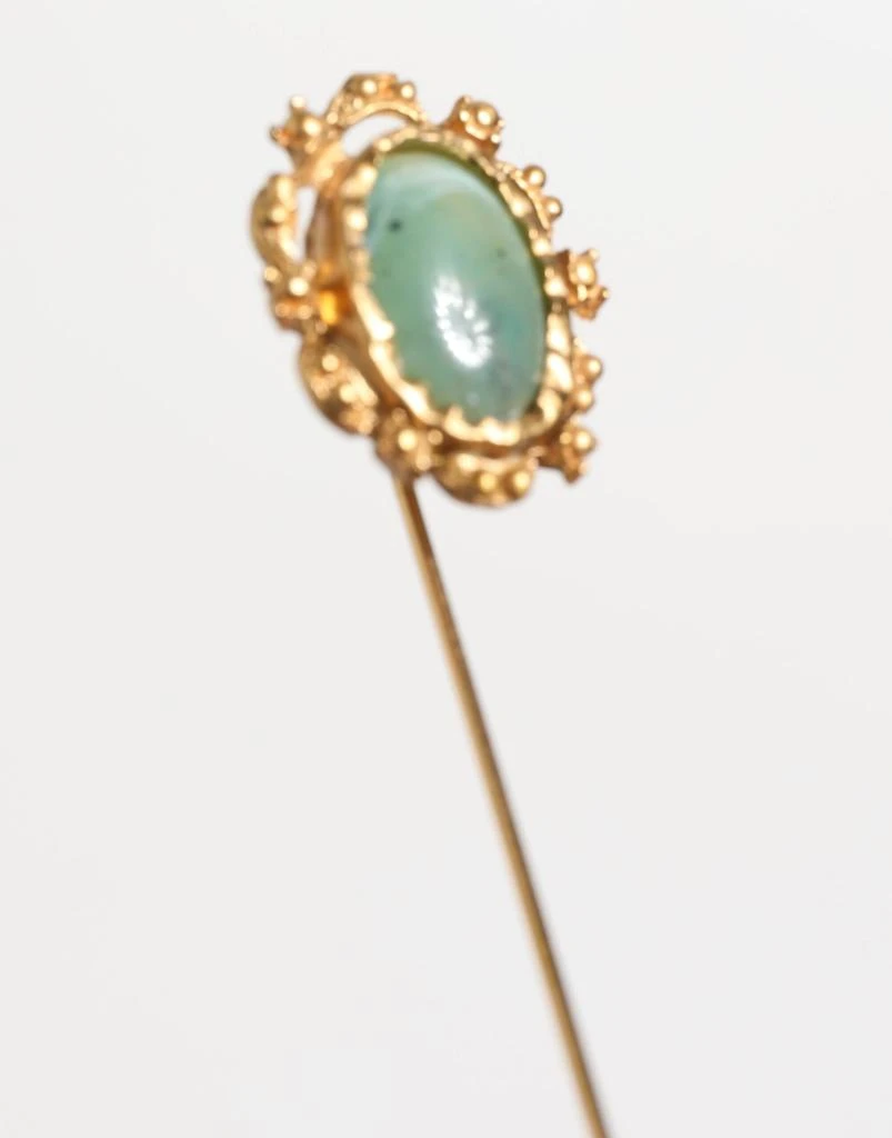 商品Dolce & Gabbana|Dolce & Gabbana Gold Tone Green Stone Antique Men Accessory Brooch Pin,价格¥3006,第2张图片详细描述