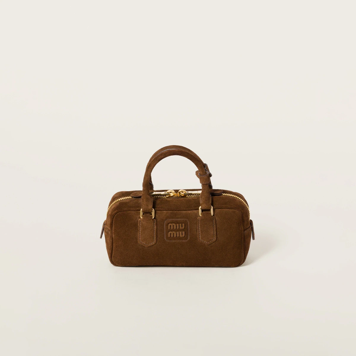商品Miu Miu|【预售】 缪缪 25春夏 女士 手提包 Sac à main en suède matelassé Arcadie 5BB142_2CS4_F0324_V_OON,价格¥23169,第1张图片