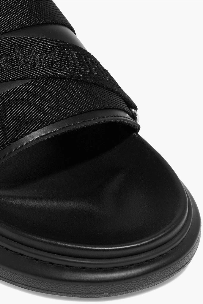 商品Alexander McQueen|Leather-trimmed woven slides,价格¥1280,第2张图片详细描述