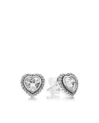 商品PANDORA|Earrings - Sterling Silver & Cubic Zirconia Heart Stud,价格¥445,第1张图片