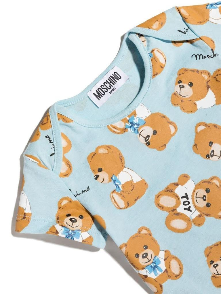 商品Moschino|Moschino Set 2 Baby Bodysuits In White And Light Blue Cotton With Teddy Bear Print,价格¥893,第5张图片详细描述