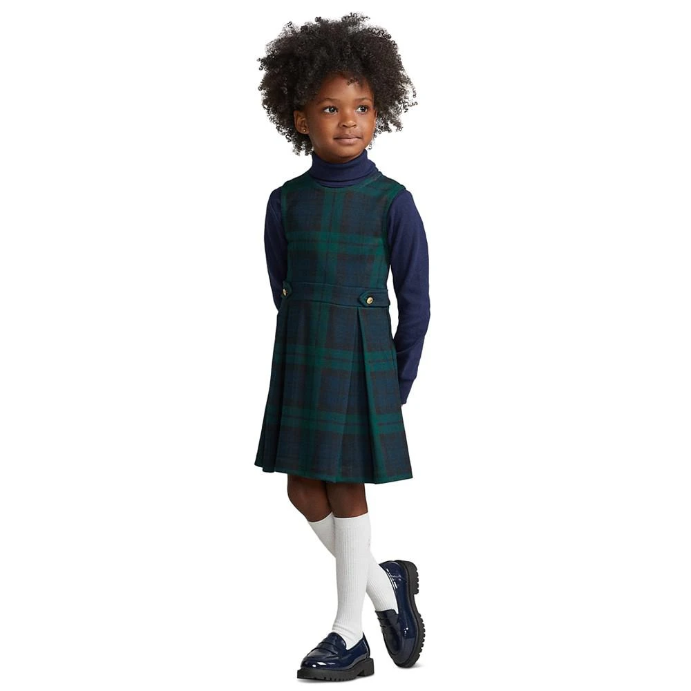 商品Ralph Lauren|Toddler and Little Girls Plaid Pleated Ponte Dress,价格¥394,第1张图片