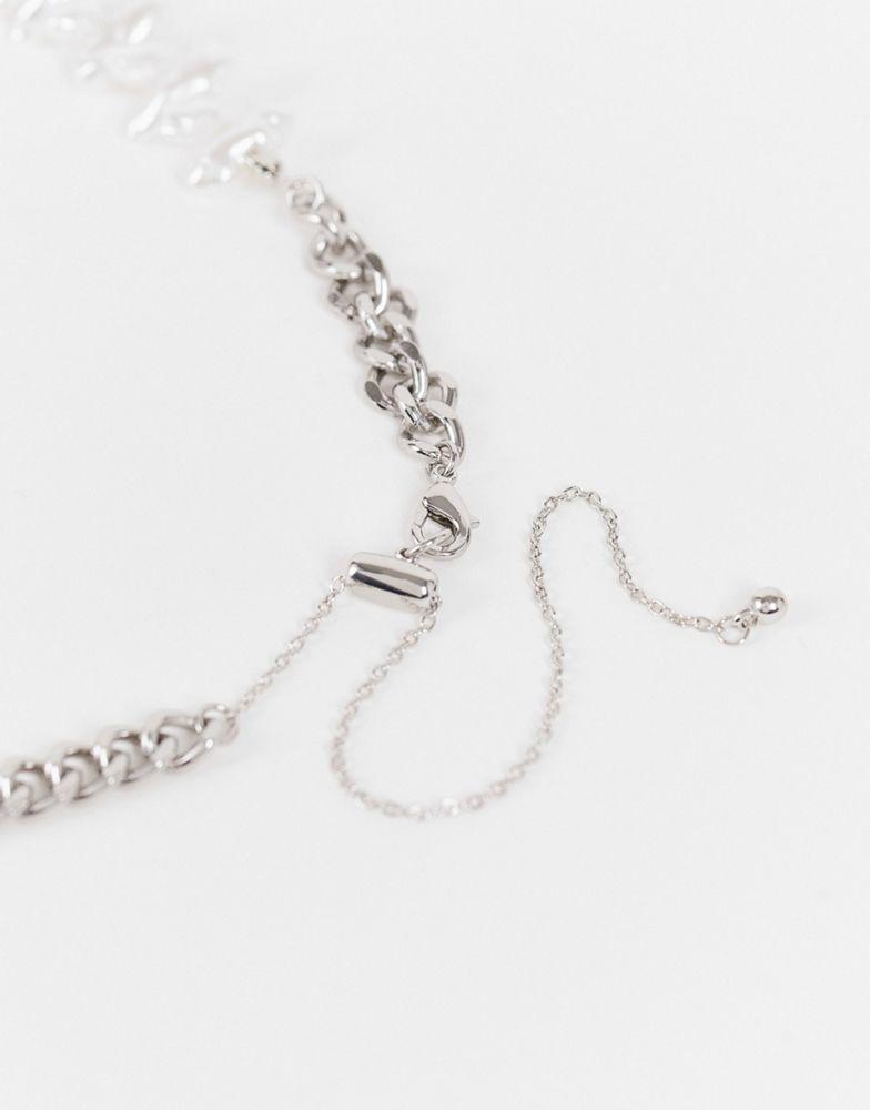 商品Reclaimed Vintage|Reclaimed Vintage inspired unisex necklace with pearl chippings and yin yang charm in silver,价格¥72,第5张图片详细描述