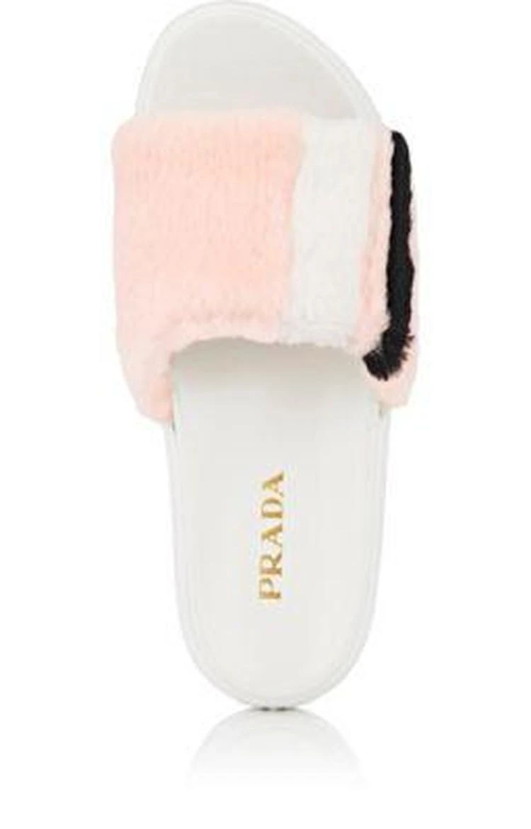 商品Prada|Fur Platform Slide Sandals,价格¥1703,第4张图片详细描述