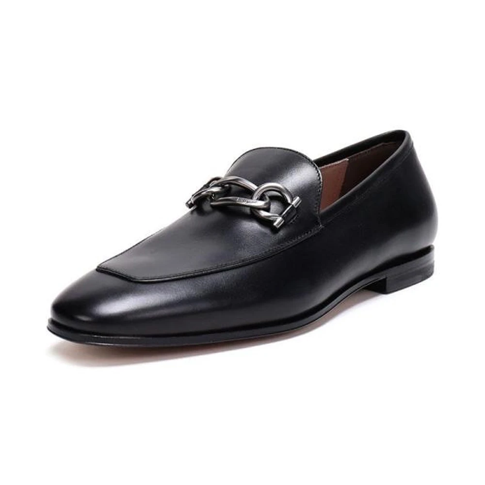 SALVATORE FERRAGAMO 男士黑色牛皮乐福鞋皮鞋 0696061 商品
