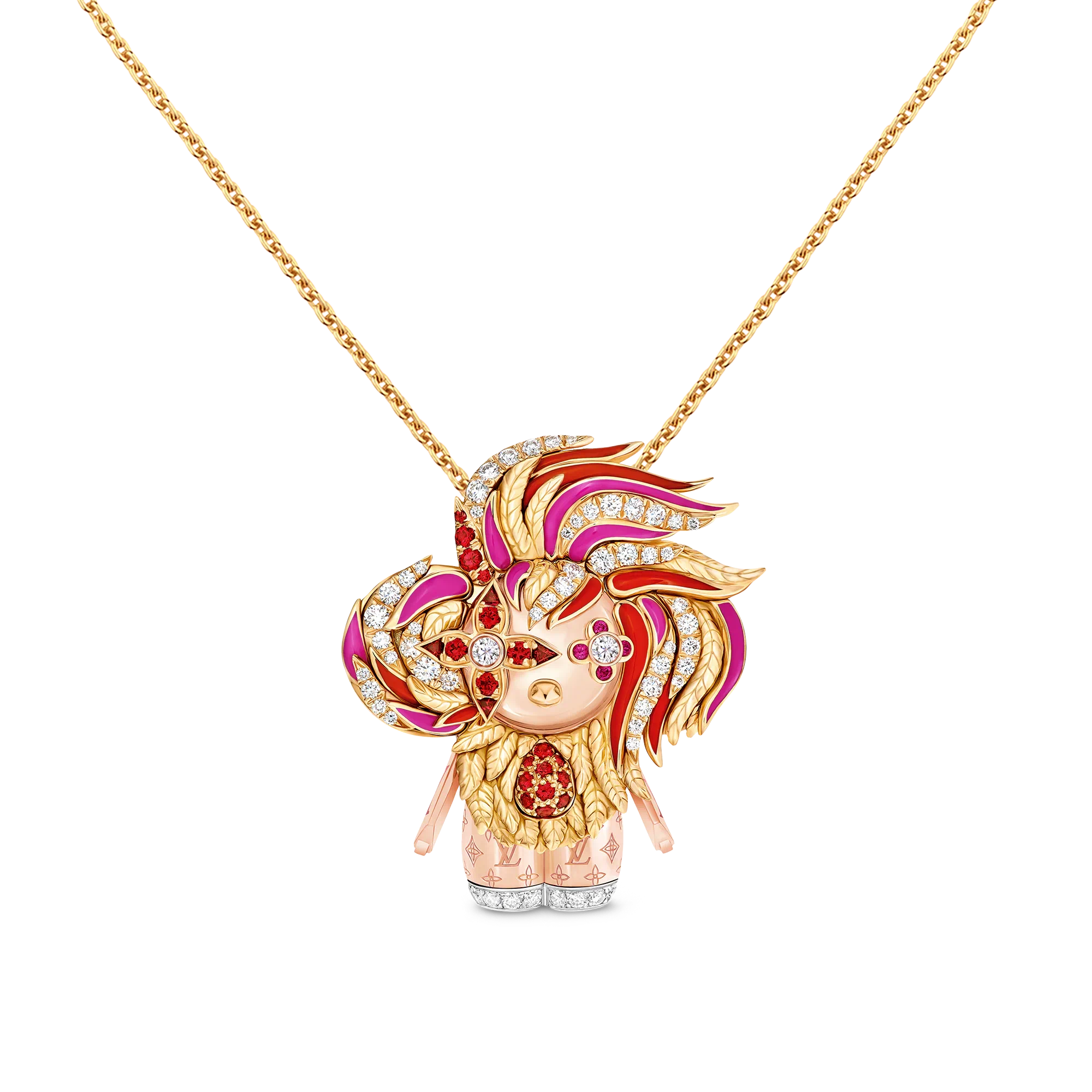 【预售】 LV路易威登 25秋冬 女士 吊坠 VIVIENNE ROOSTER 18K 金漆面钻石彩色宝石项链 Q93981  商品