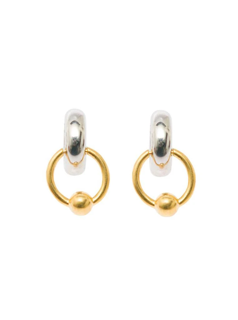 商品PANCONESI|'Orbit S' Silver and Gold Hoops Earrings in 18K Gold Plated Brass Woman,价格¥1628,第1张图片