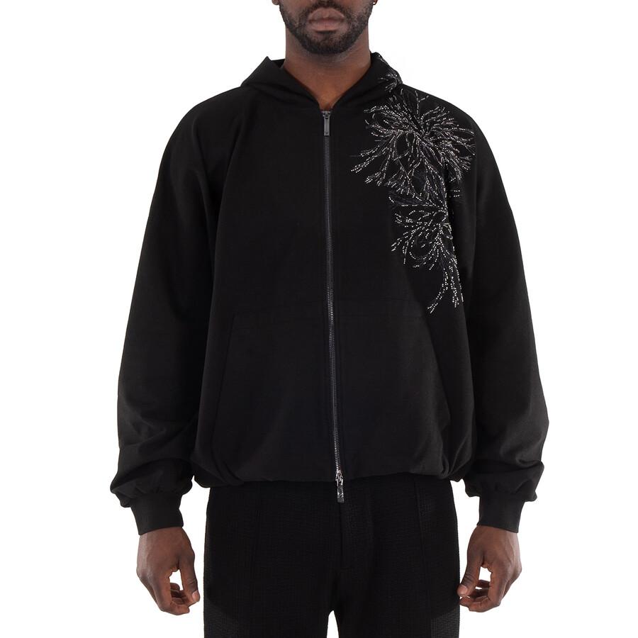 Shop Emporio Armani Embellished Zip-Up Jacket, Size Small on