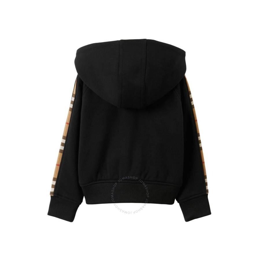 Shop Kids Check-Panel Zipped Cotton Hoodie on Sale at