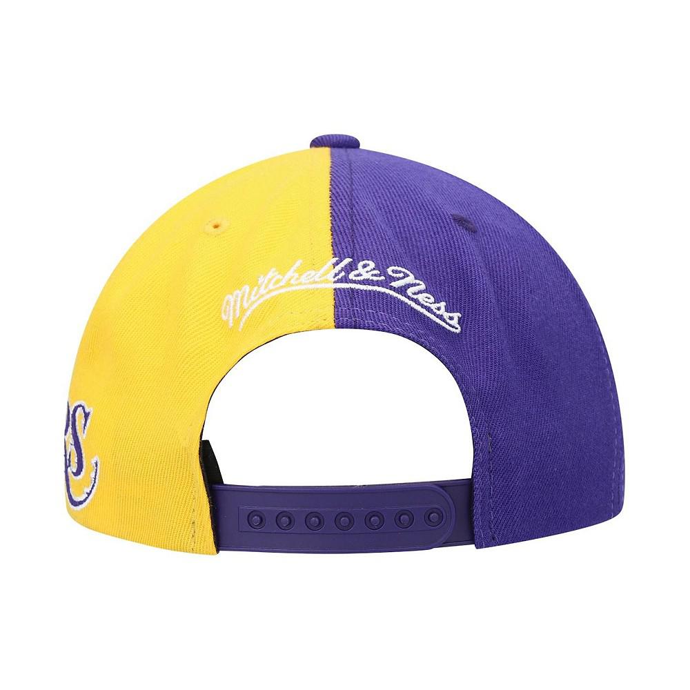 Men's Purple and Gold Los Angeles Lakers Team Half and Half Snapback Hat商品第3张图片规格展示