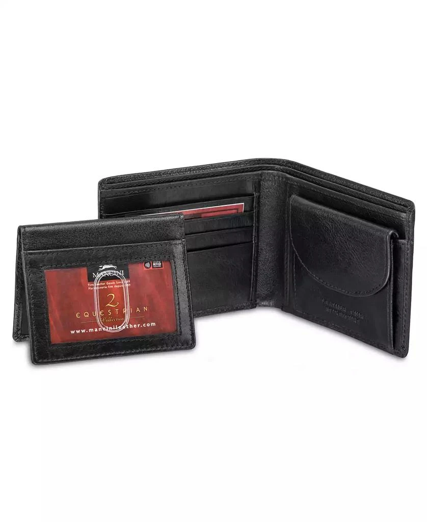 商品Mancini Leather Goods|Men's Equestrian2 Collection RFID Secure Billfold with Removable Left Wing Passcase and Coin Pocket,价格¥419,第4张图片详细描述