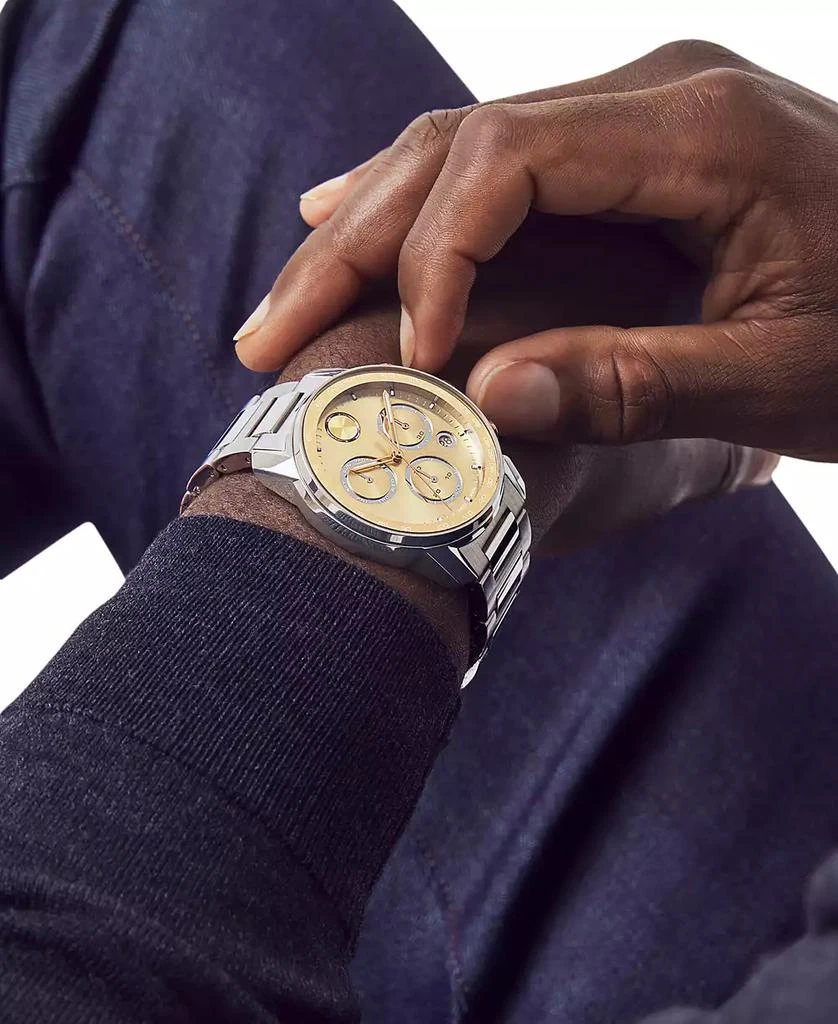 商品Movado|Men's Swiss Chronograph Bold Verso Stainless Steel Bracelet Watch 44mm,价格¥5950,第3张图片详细描述