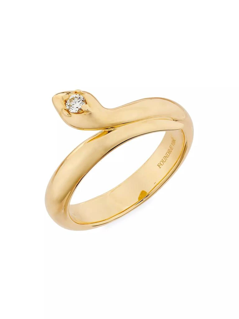 商品Foundrae|Wholeness Snake 18K Yellow Gold & 0.06 TCW Diamond Polished Bookend Band,价格¥19857,第1张图片