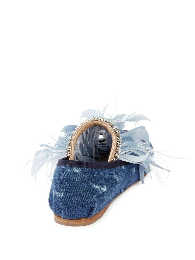 商品Miu Miu|Feather-Trimmed Denim Ballet Flats,价格¥2226,第2张图片详细描述
