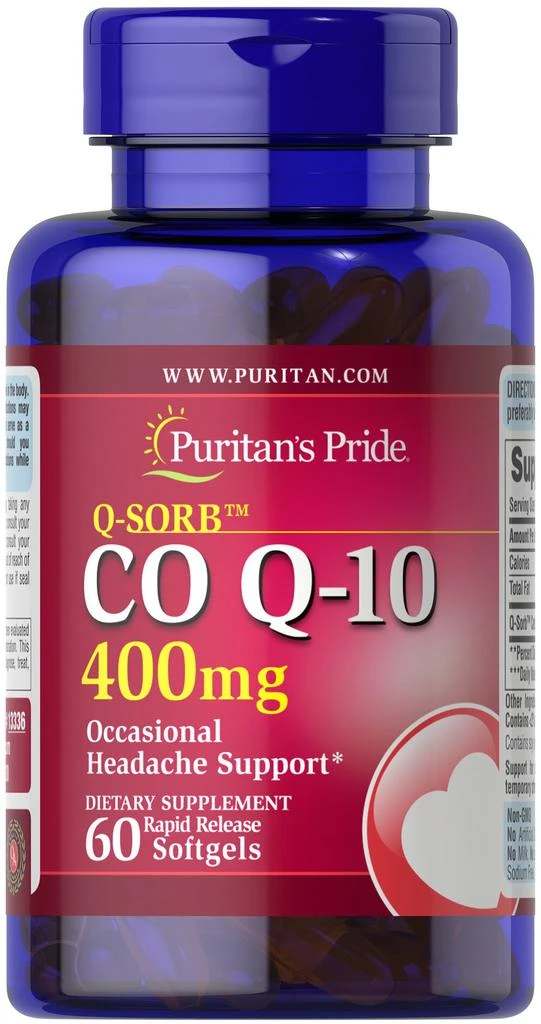 商品Puritan's Pride|辅酶Q10胶囊 心脏保健 400mg 60粒/瓶,价格¥472,第1张图片