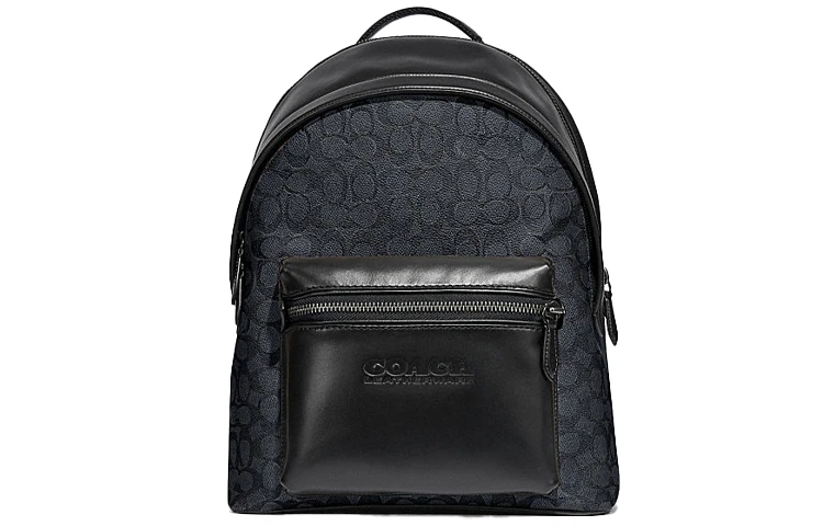 商品[国内直发] Coach|蔻驰 Charter 30 经典标志印花大容量 涂层帆布拼小牛皮 背包双肩包 大号 男款 黑色老花,价格¥3789,第1张图片