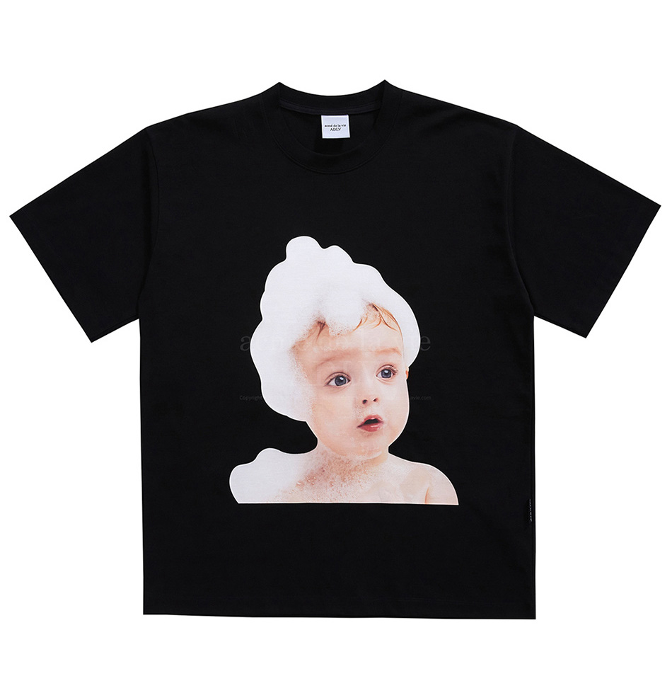 【享贝家】acme de la vie 泡沫头婴儿印花短袖T恤 男女同款 黑色 ADLV21SS-SSBKBF-BBL商品第1张图片规格展示