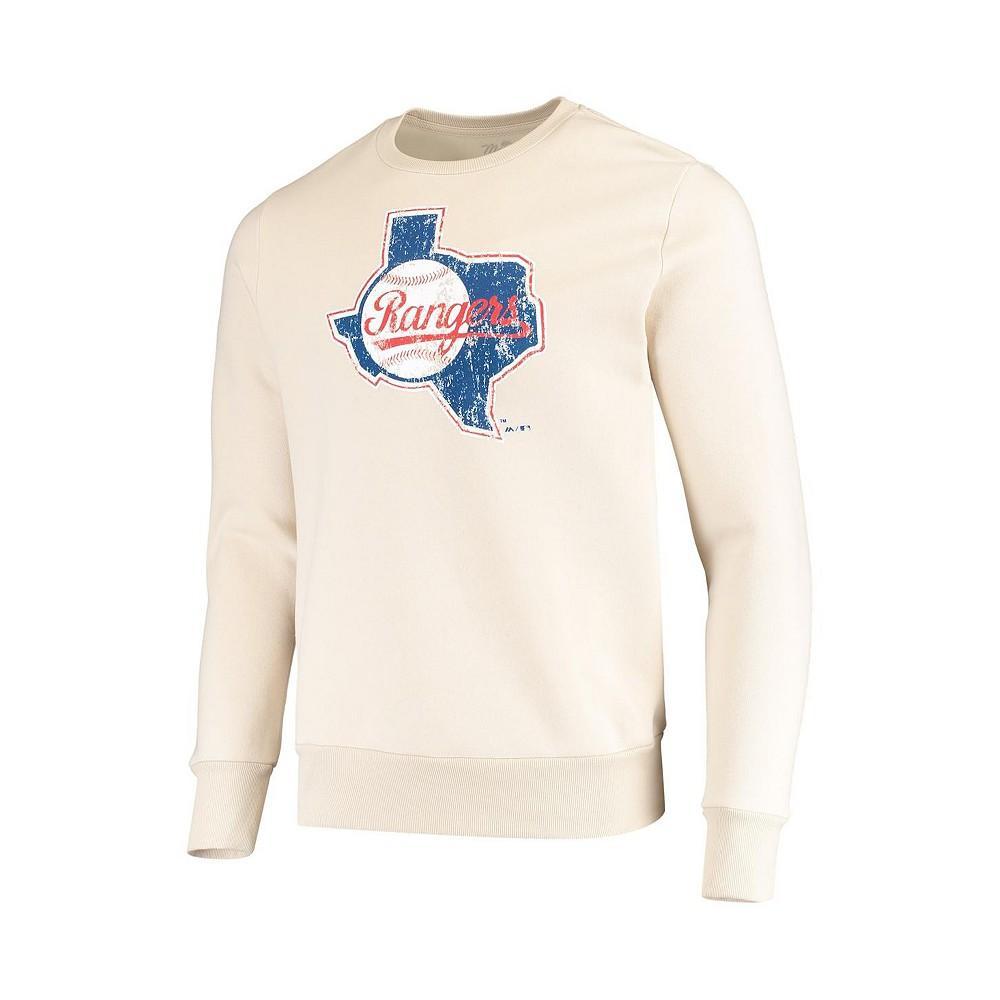商品Majestic|Men's Threads Oatmeal Texas Rangers Fleece Pullover Sweatshirt,价格¥353,第5张图片详细描述