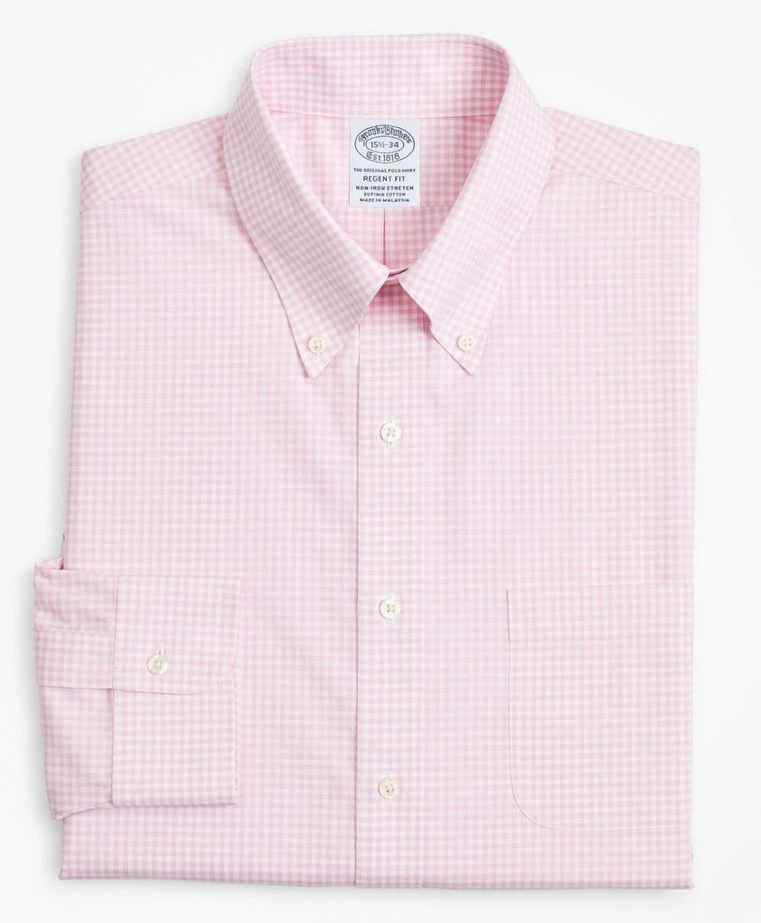 商品Brooks Brothers|Stretch Regent Regular-Fit  Dress Shirt, Non-Iron Poplin Button-Down Collar Gingham,价格¥489,第4张图片详细描述