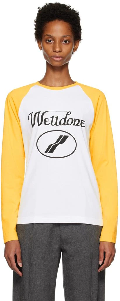 商品We11done|Yellow & White Cursive T-Shirt,价格¥492,第1张图片