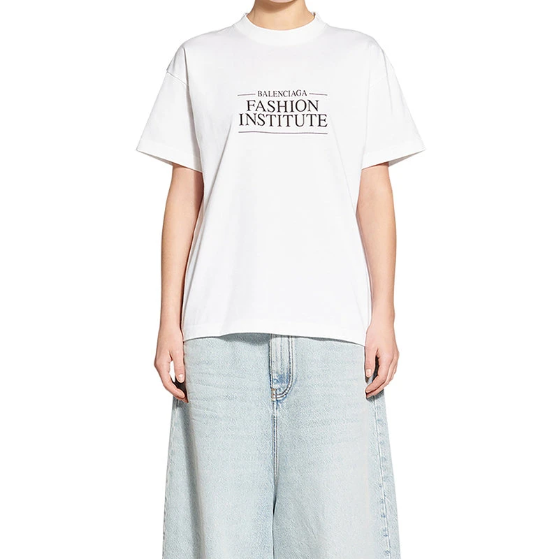 商品Balenciaga|【预售3-7天】Balenciaga/巴黎世家 22年秋冬新款 FASHION INSTITUTE系列 女士白色纯棉图案印花短袖T恤612965TMVH69040,价格¥3418,第5张图片详细描述