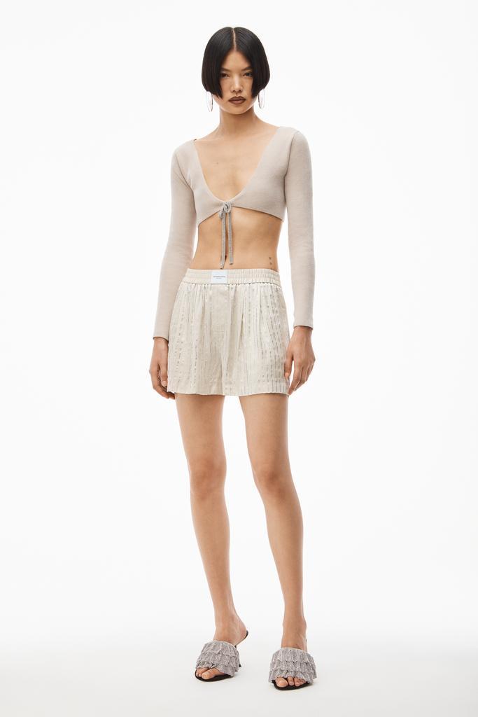 商品Alexander Wang|CRYSTAL STRIPE BOXER SHORT IN SILK,价格¥4210,第4张图片详细描述