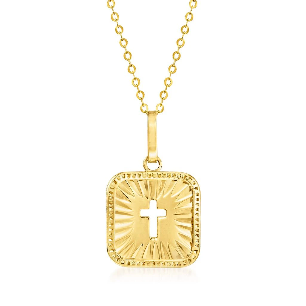 商品Ross-Simons|Italian 18kt Yellow Gold Cross Tag Pendant Necklace,价格¥2936,第1张图片