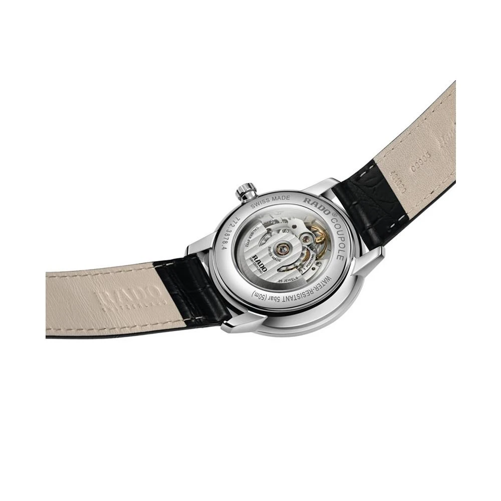 商品Rado|Men's Coupole Classic Automatic Black Leather Strap Watch 41mm,价格¥13098,第4张图片详细描述