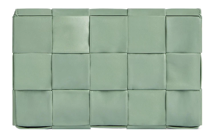 商品[国内直发] Bottega Veneta|葆蝶家 CASSETTE Intreccio编织磁扣开合 牛皮革 豆腐包单肩斜挎包 小号 男款 鼠尾草绿,价格¥7693,第4张图片详细描述