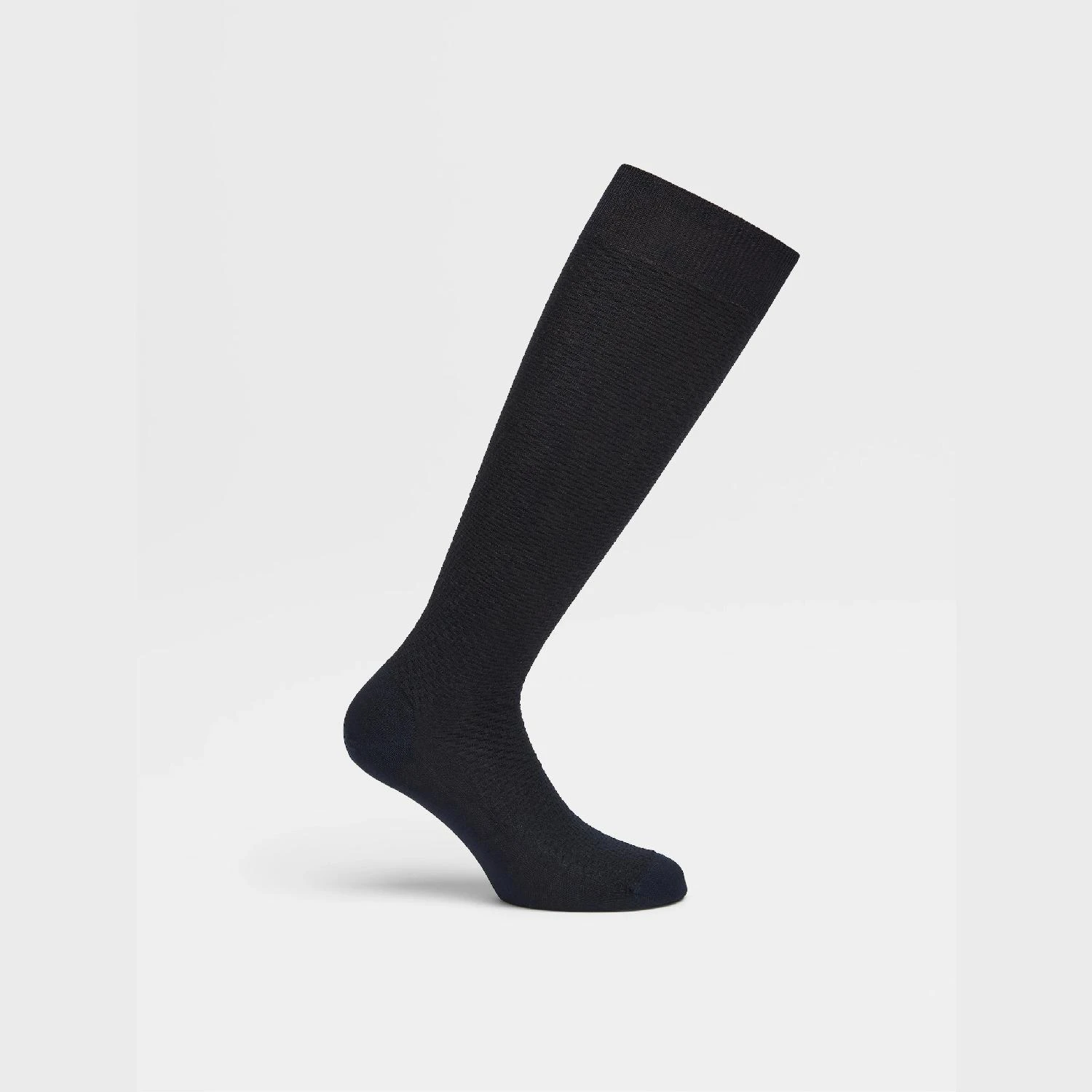 包邮包税【预售7天发货】 ZEGNA杰尼亚 23秋冬 男士 袜子 NIGHT BLUE LYOCELL BLEND TEXTURED MID CALF SOCKS N5V40-580-402 商品