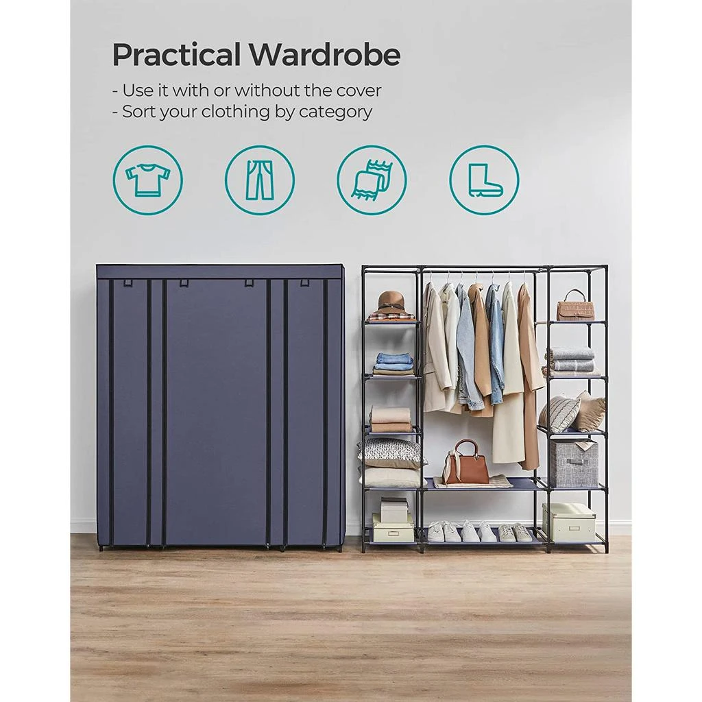 商品Hivvago|Portable Closet with 12 Compartments Dark Blue,价格¥641,第4张图片详细描述
