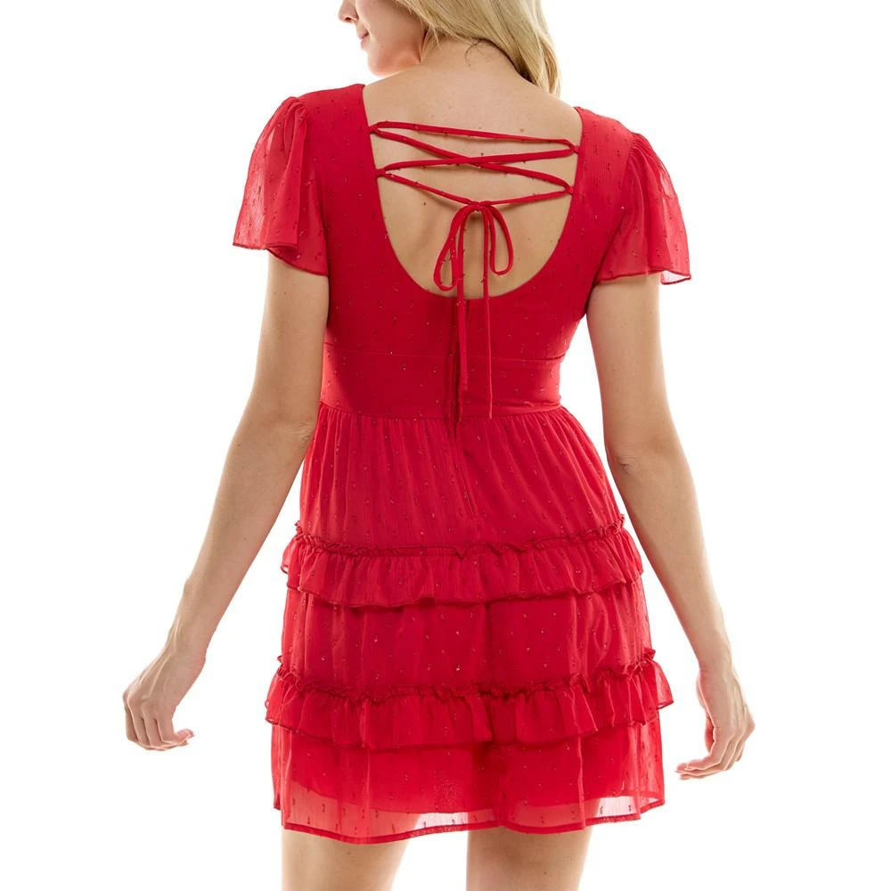 商品Speechless|Juniors' Chiffon Flutter-Sleeve Ruffle-Skirt Dress,价格¥266,第2张图片详细描述