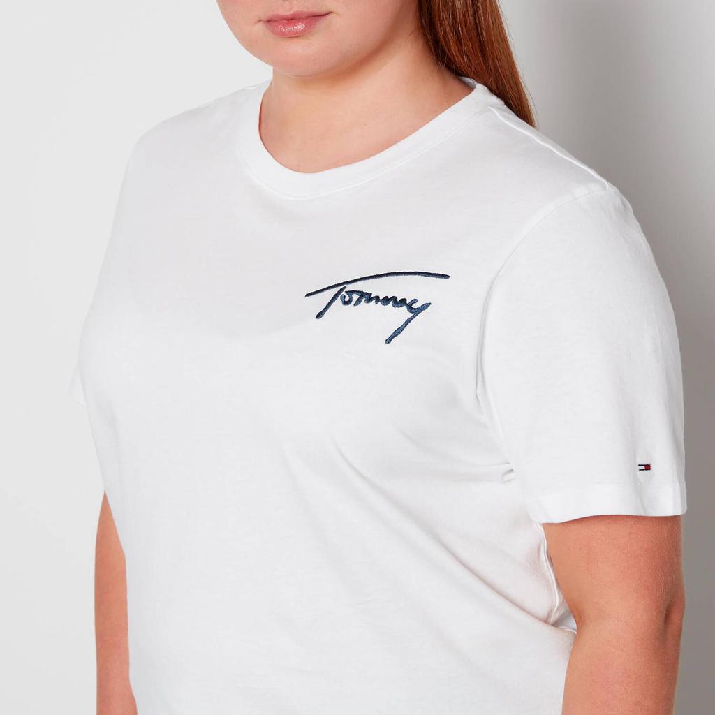 商品Tommy Jeans|Tommy Jeans Women's TJW Curve Signature T-Shirt - White,价格¥154,第6张图片详细描述