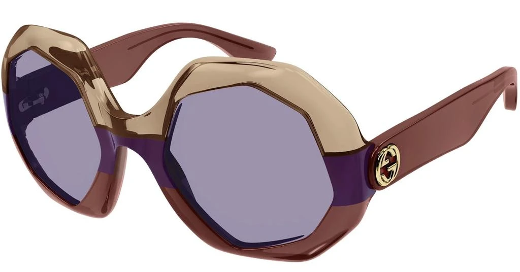 商品Gucci|Gucci Violet Geometric Ladies Sunglasses GG1242S 002 57,价格¥1601,第1张图片