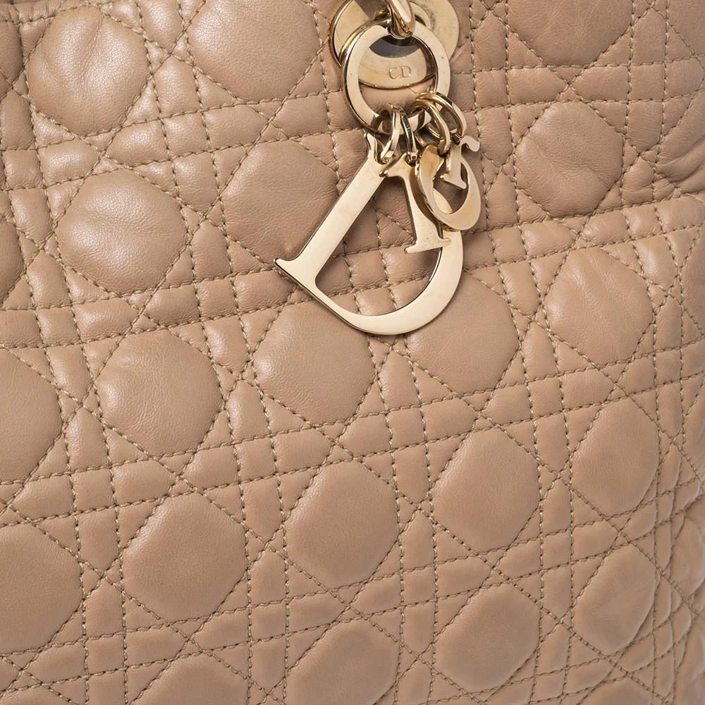 商品[二手商品] Dior|Dior Beige Cannage Quilted Leather Large Shopper Tote,价格¥5512,第5张图片详细描述