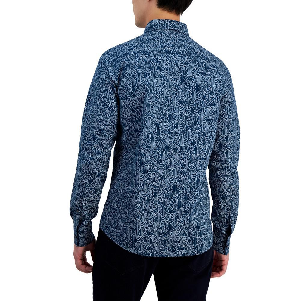 商品Michael Kors|Men's Marquee Slim-Fit Stretch Logo-Print Button-Down Shirt,价格¥367,第4张图片详细描述