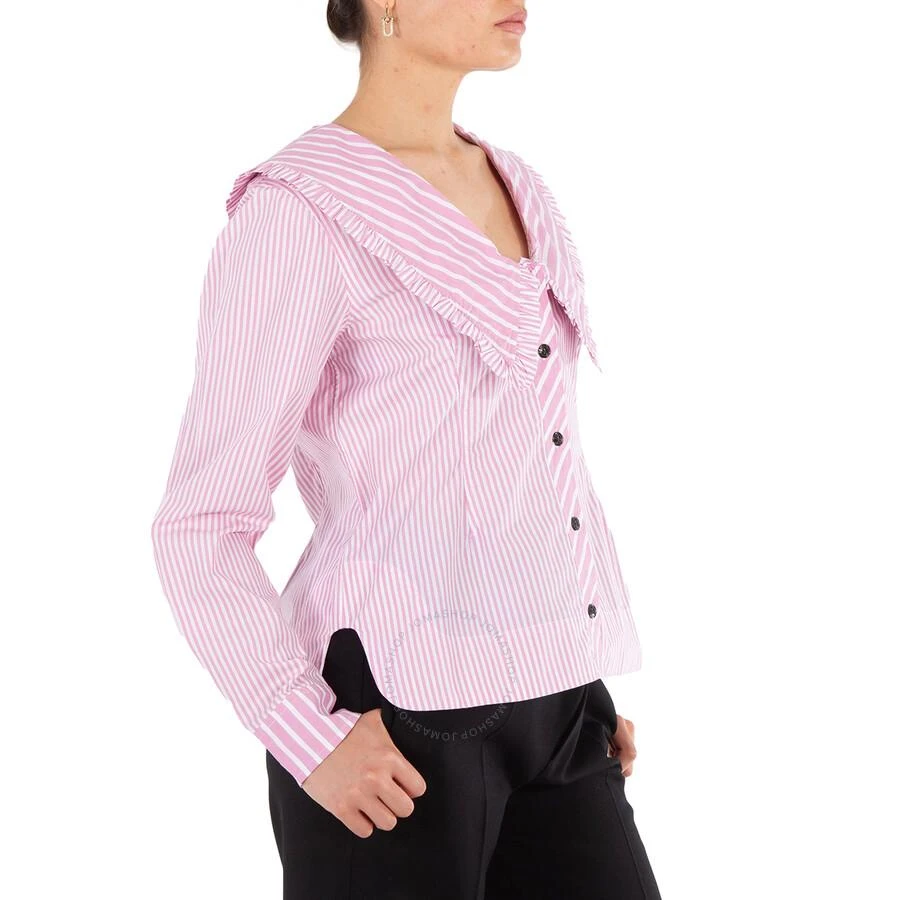 商品Ganni|Ladies Ruffled Striped Organic Cotton-Poplin V-Neck Blouse,价格¥322,第2张图片详细描述
