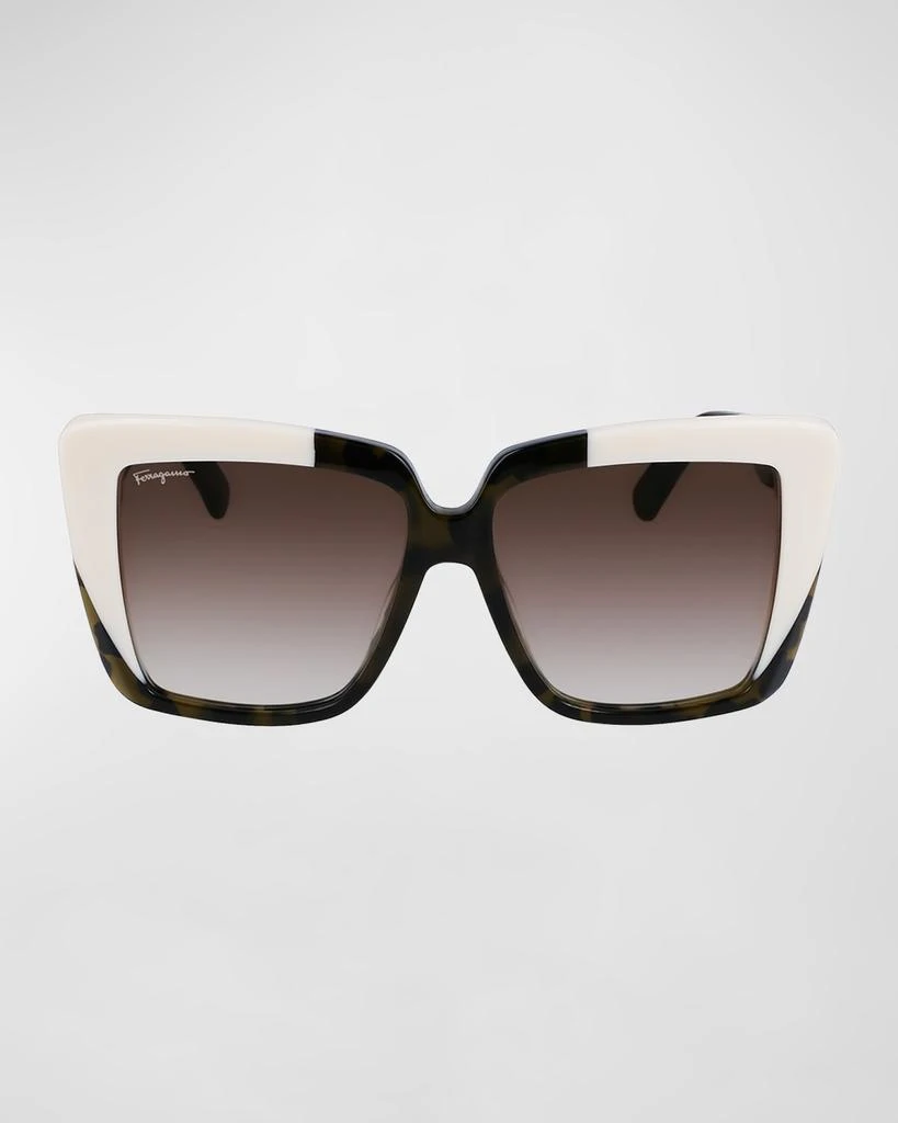 商品Salvatore Ferragamo|Color-Block Square Acetate Sunglasses,价格¥2748,第3张图片详细描述
