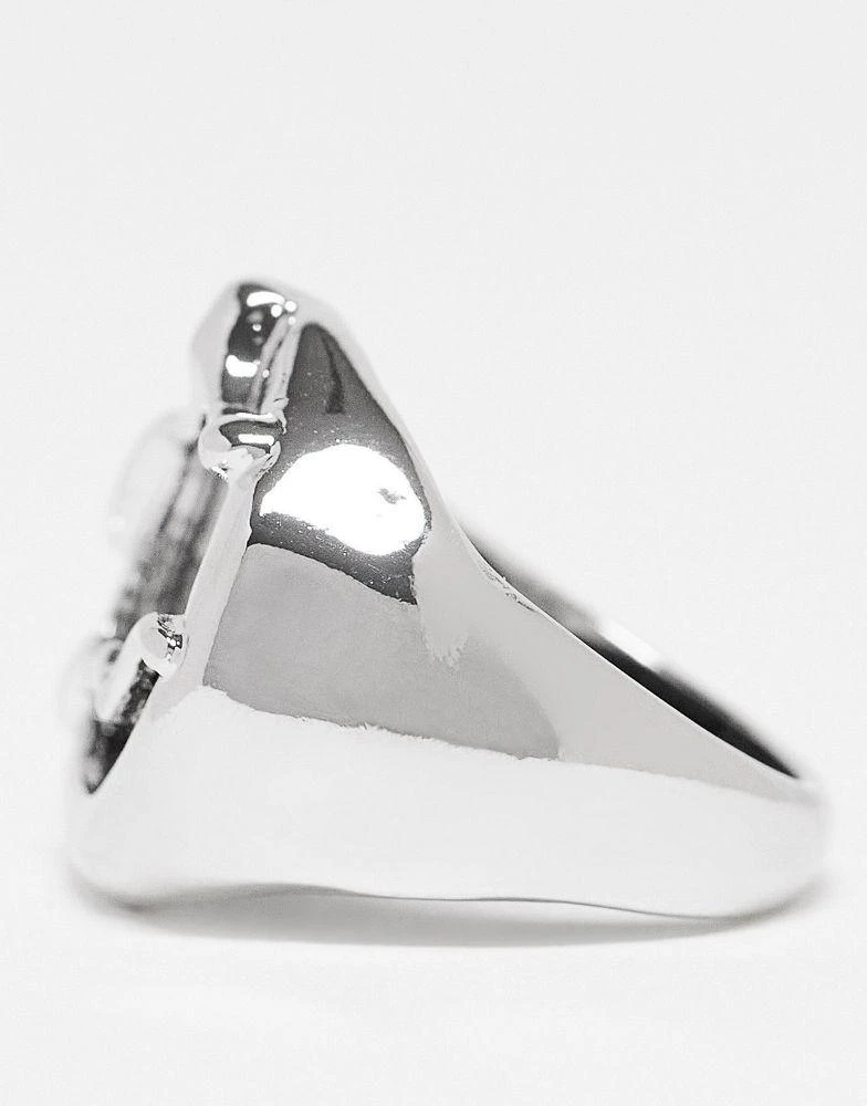 商品Reclaimed Vintage|Reclaimed Vintage inspired unisex molten ring with stone in silver,价格¥54,第3张图片详细描述