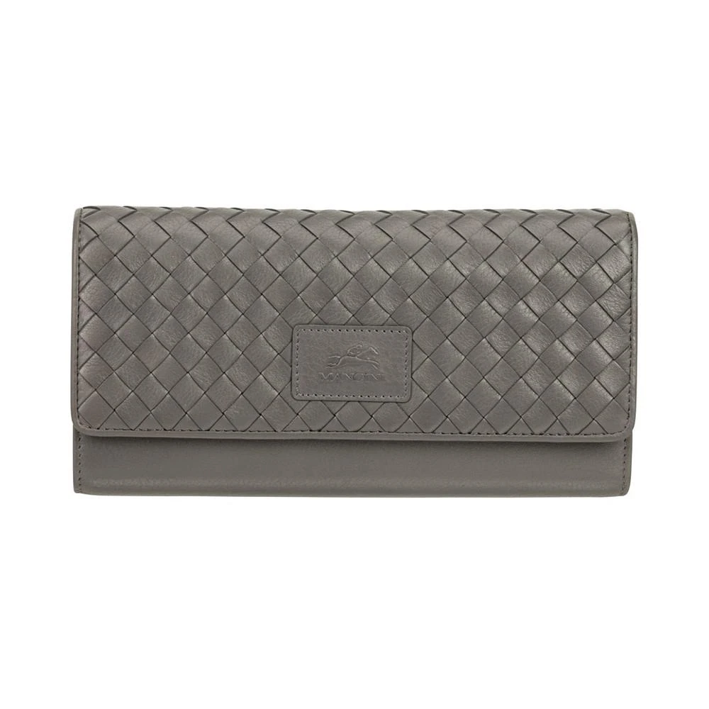 商品Mancini Leather Goods|Women's Basket Weave Collection RFID Secure Quadruple Fold Wallet,价格¥844,第1张图片