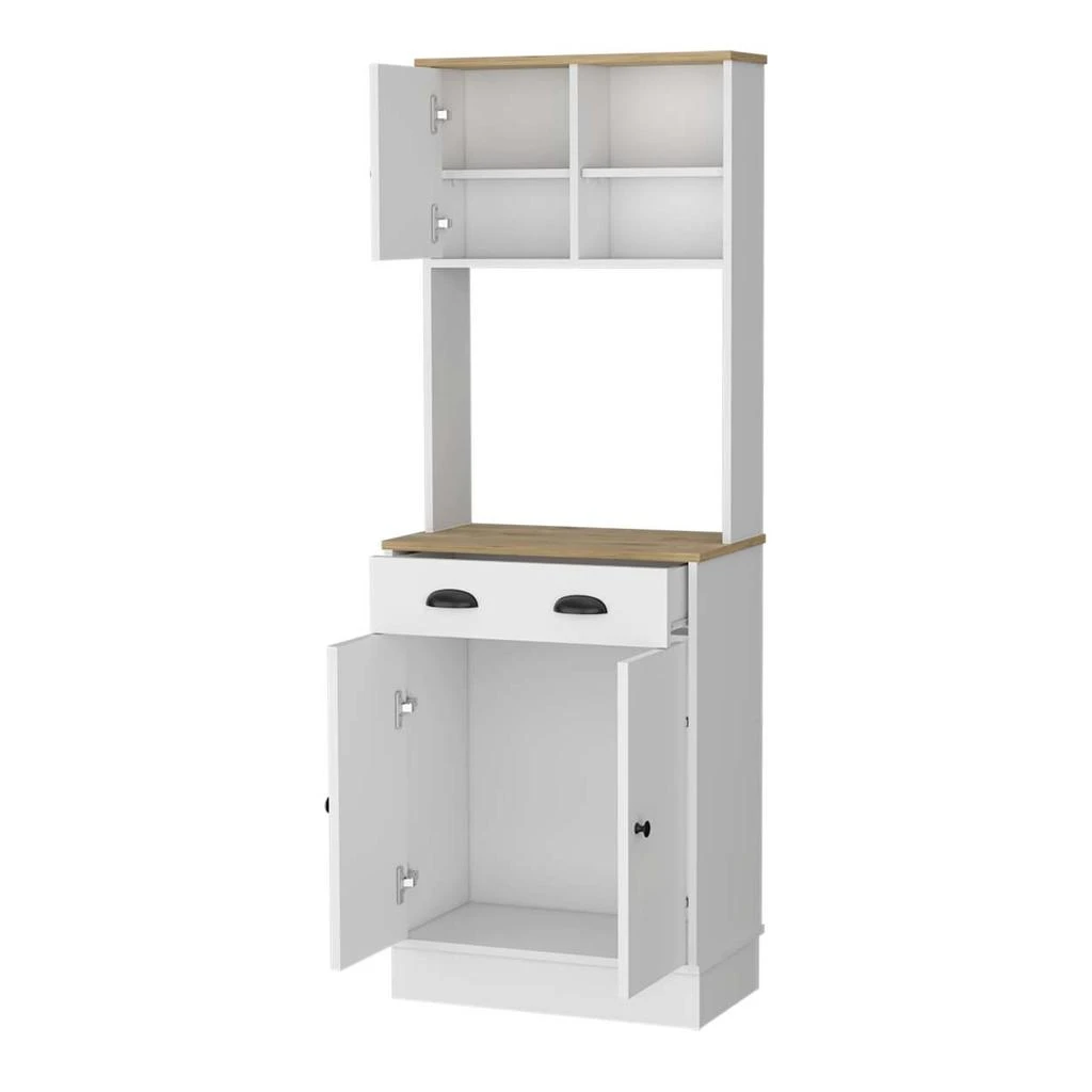 商品Simplie Fun|Palmer 2-Door Cabinet Microwave Kitchen Pantry in White and Macadamia,价格¥3661,第4张图片详细描述