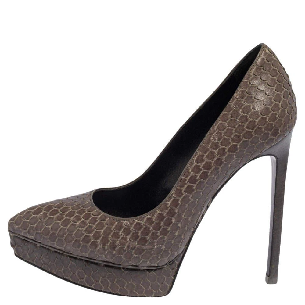 商品[二手商品] Yves Saint Laurent|Saint Laurent Grey Python Janis Pointed Toe Platform Pumps Size 35,价格¥1099,第2张图片详细描述
