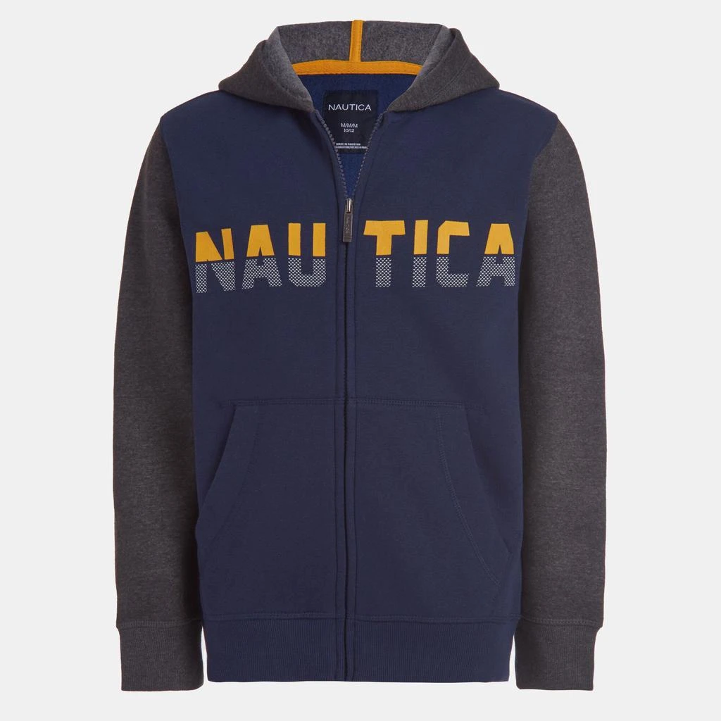 商品Nautica|Nautica Little Boys' Colorblock Logo Zip Hoodie (4-7),价格¥158,第1张图片