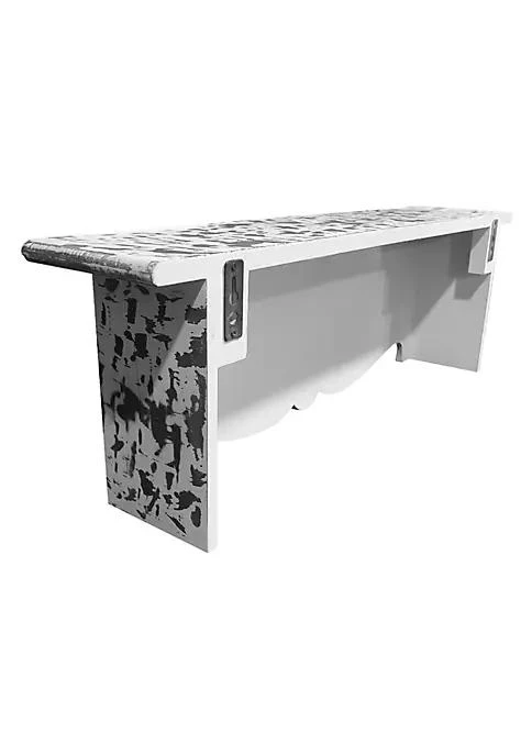 商品Duna Range|Range 28 Inch Handcrafted Floating Wall Shelf Ornate Carved Wood With Engraved Floral Details Distressed White,价格¥308,第4张图片详细描述