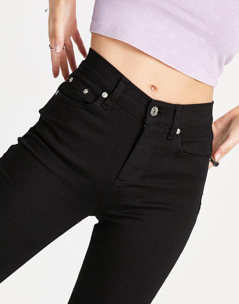 ASOS DESIGN Petite high rise 'lift and contour' flare jeans in clean black商品第3张图片规格展示