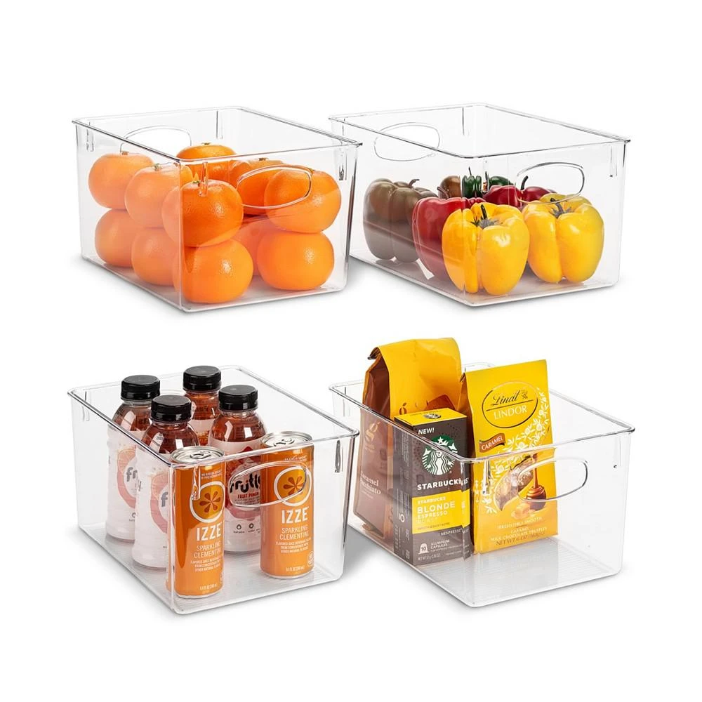 商品Sorbus|Clear Fridge Organizer Bins with Handles, Set of 4,价格¥325,第1张图片