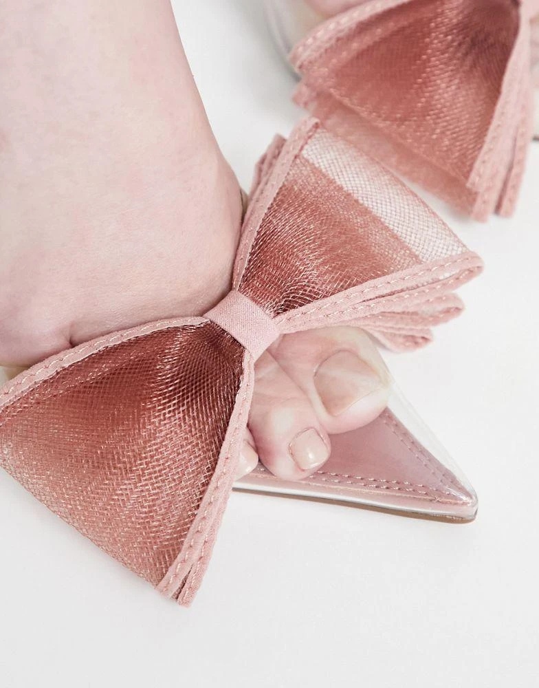 商品ASOS|ASOS DESIGN Princess bow slingback high shoes in clear,价格¥177,第2张图片详细描述