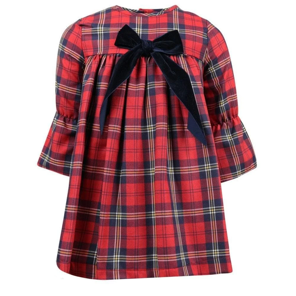 商品Babidu|Babidu Red Tartan Check Dress,价格¥140,第1张图片