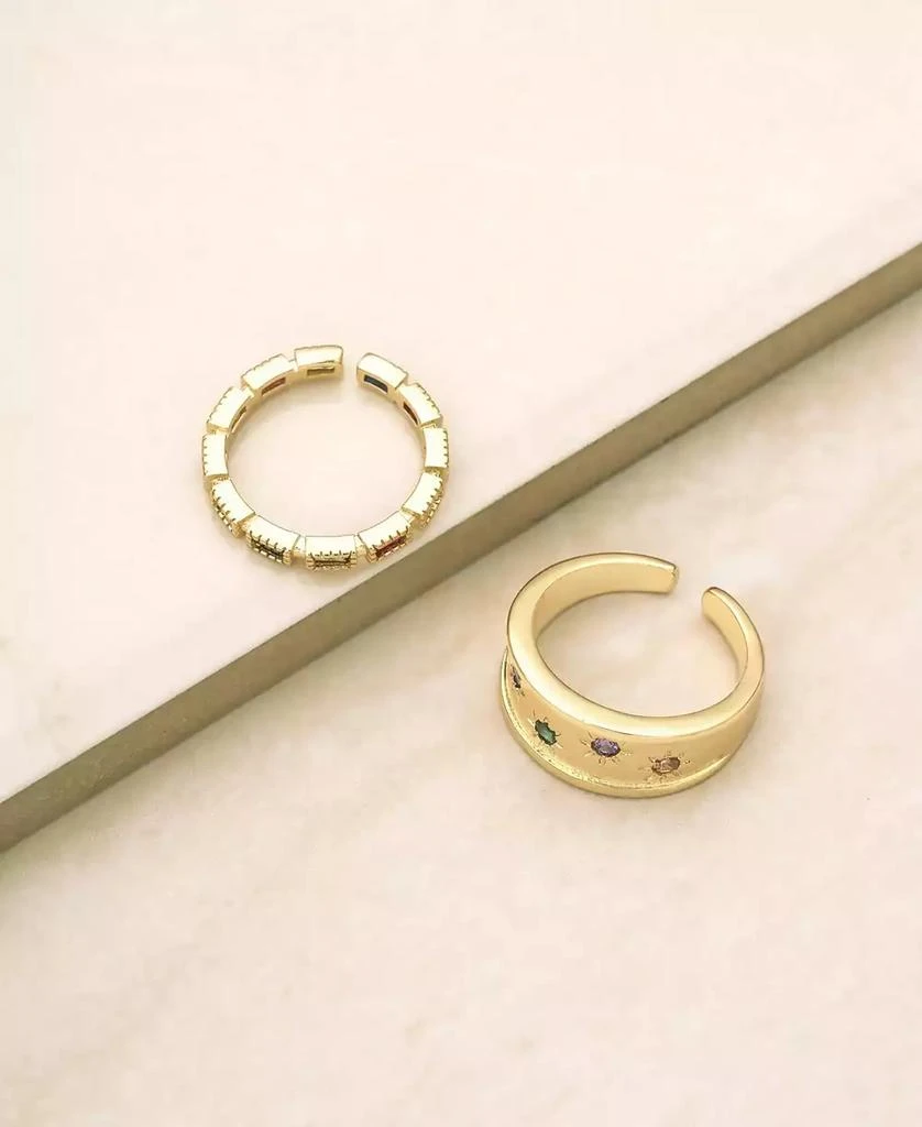 商品Ettika Jewelry|18k Gold-Plated 2-Pc. Set Rainbow Cubic Zirconia Rings,价格¥448,第4张图片详细描述